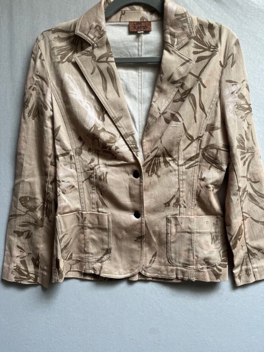 Lea Kanth Floral Blazer Beige Tan Spring Jacket French Made Sz S